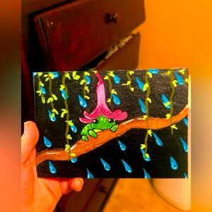 Froggy with a flora hat on( painting by me)
